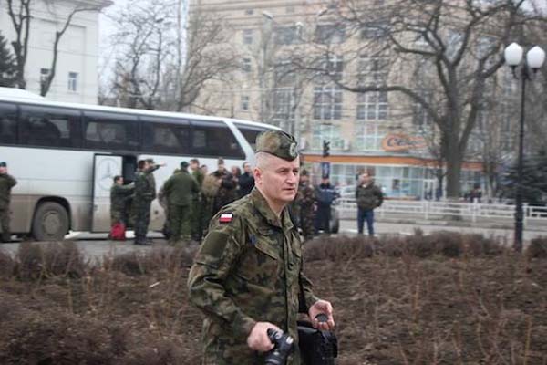 Военные в форме с польской символикой были замечены 8 марта 2014 года в Херсоне, сообщает корреспондент Малоросинформа. Какие бы то ни было подробности относительно их пребывания в данной местности пока неизвестны